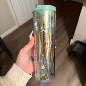 Mint Green Tumbler with Gold Accents